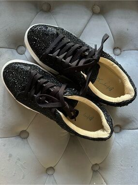 Black Glittery Betsey Johnson Lace-Up Sneakers